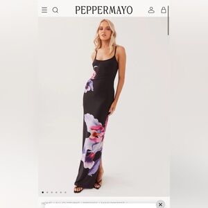 Peppermayo Bad News Mesh Maxi Dress - Black Tulip